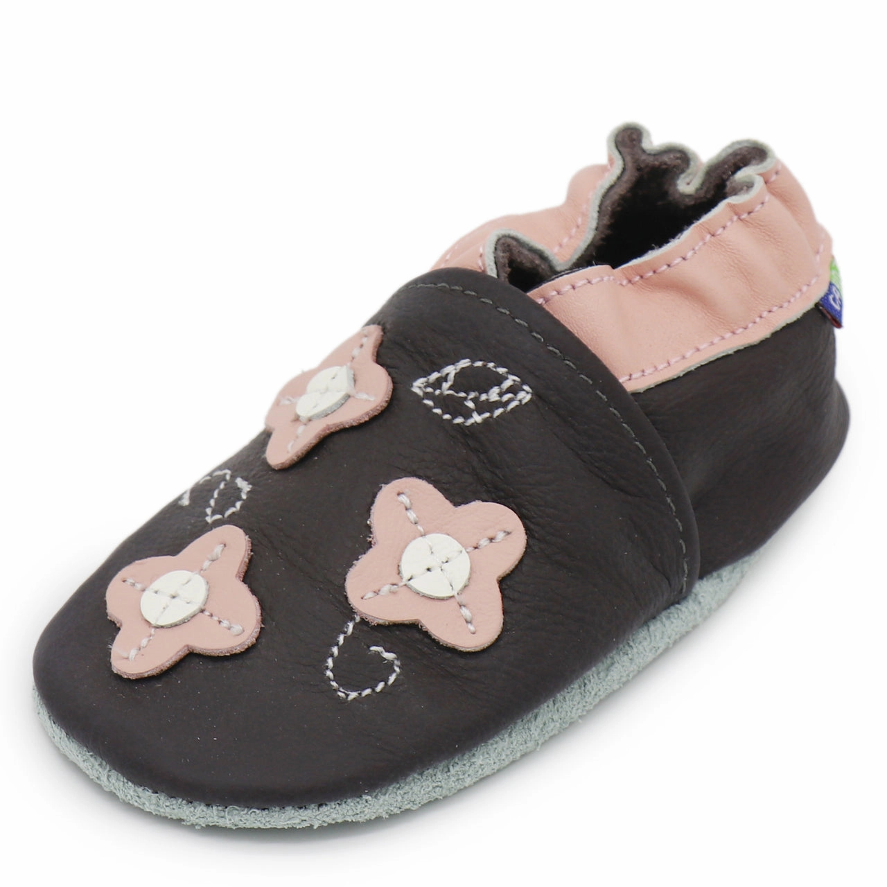 tie - up style Lightweight Reinforced Heel Pink Flower Leaf Brown up to 6 Years Old