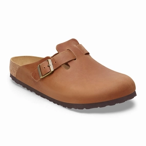 Slim Silhouette Comfortable texture Birkenstock Boston Clog (Men) - Cognac Oiled Leather