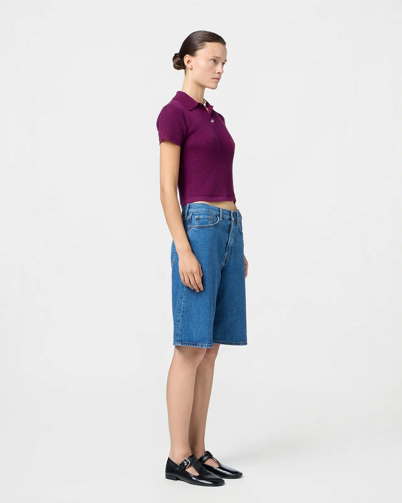Shrunken Polo in Aubergine Ventilated Back Panels