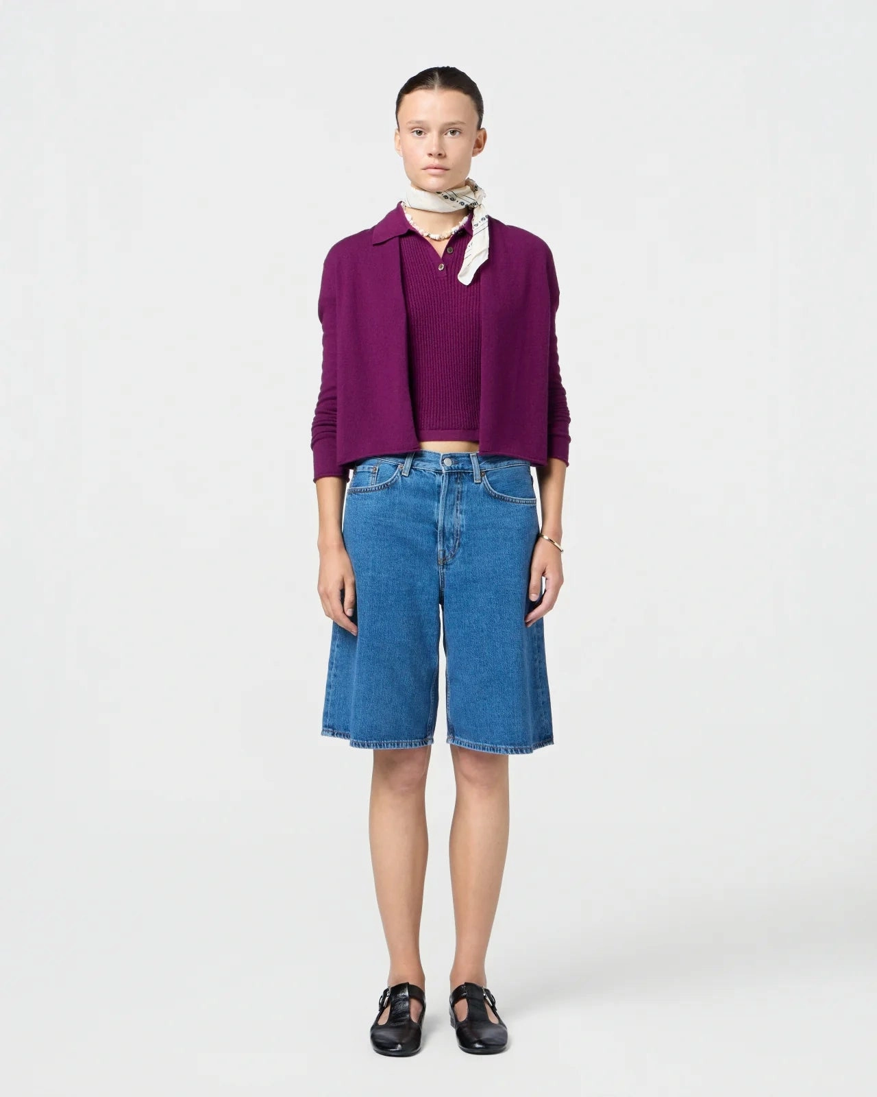 Sporty Joggers Cool Sweater Shrunken Polo in Aubergine