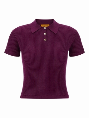 Chic Skirt Trendy Design Shrunken Polo in Aubergine