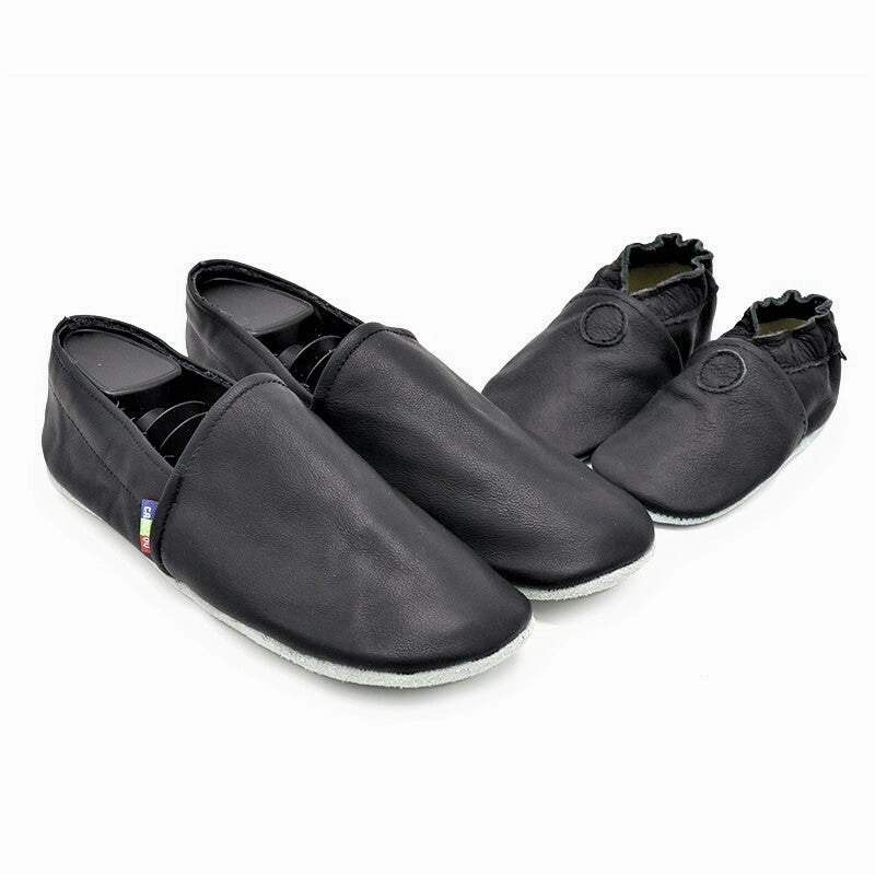 Solid Black Parent Child Matching shoes-slippers Vertical Bounce Efficiency Casual Elegance
