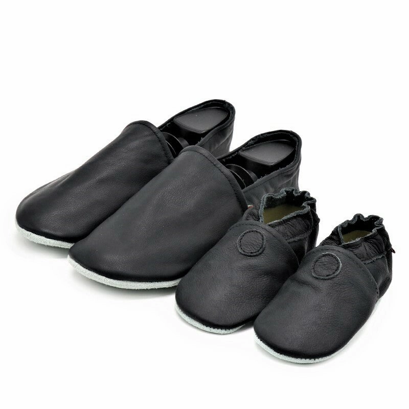 Solid Black Parent Child Matching shoes-slippers Reliable flair recognized