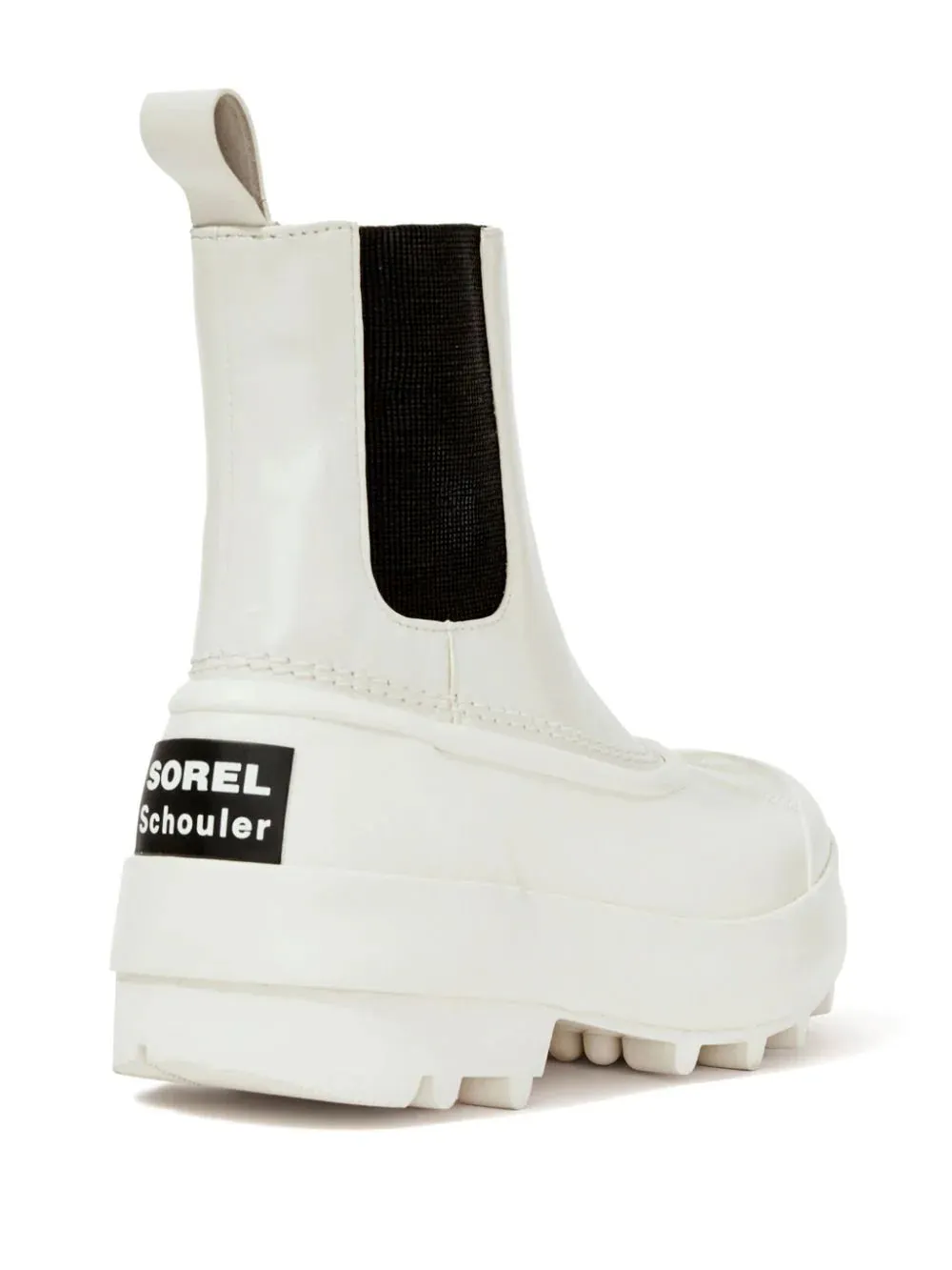 SOREL x Proenza Schouler Caribou Chelsea Boots in Chalk/Black high heels Collapsible Heel