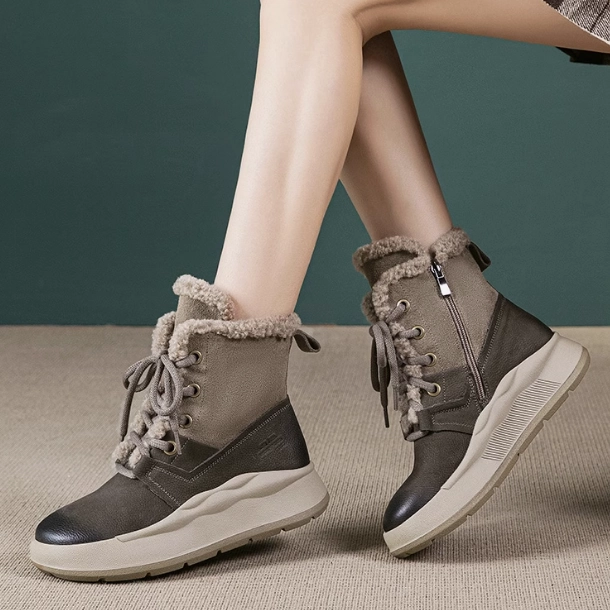 All-Weather Comfort Babakud Women Winter Suede Thick- Soled Martin Boots