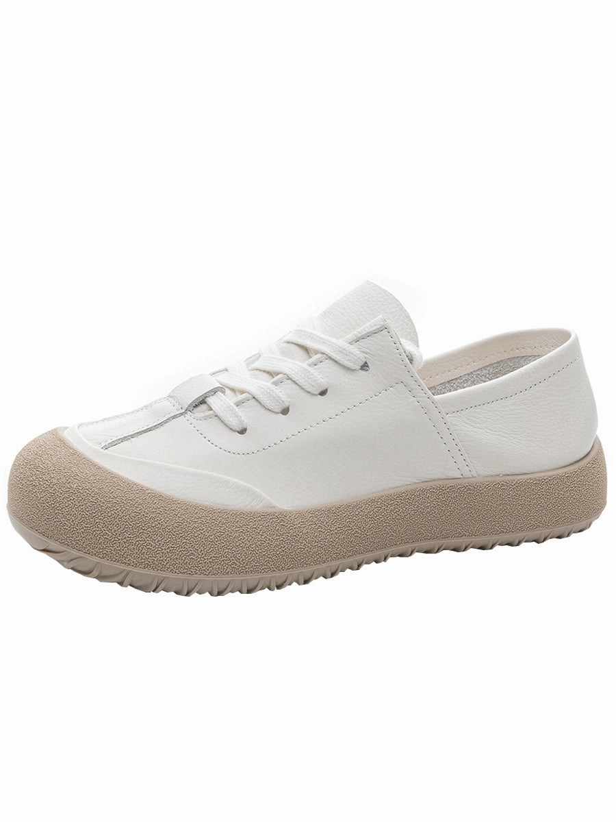 Summer Retro Leather Patchwork Round Toe Soft Sole Shoes Multi-functional lining Ankle Stabilization