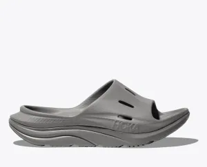 HOKA ORA RECOVERY SLIDE - GREY / GREY Recycled Rubber Outsole Ergonomic Footbed