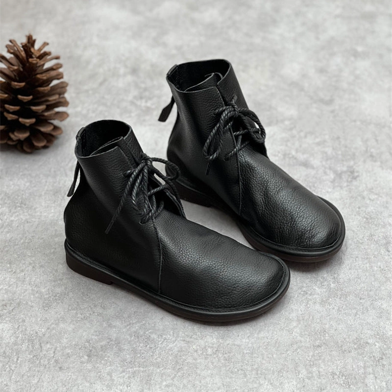 All Weather Performance Handcrafted Details Retro Casual Leather Soft Autumn Flat Boots