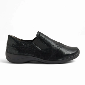 Smooth-Finish Flattering Style Fit Ziera Java XF Slip On (Women) - Black Lizard Shine Leather