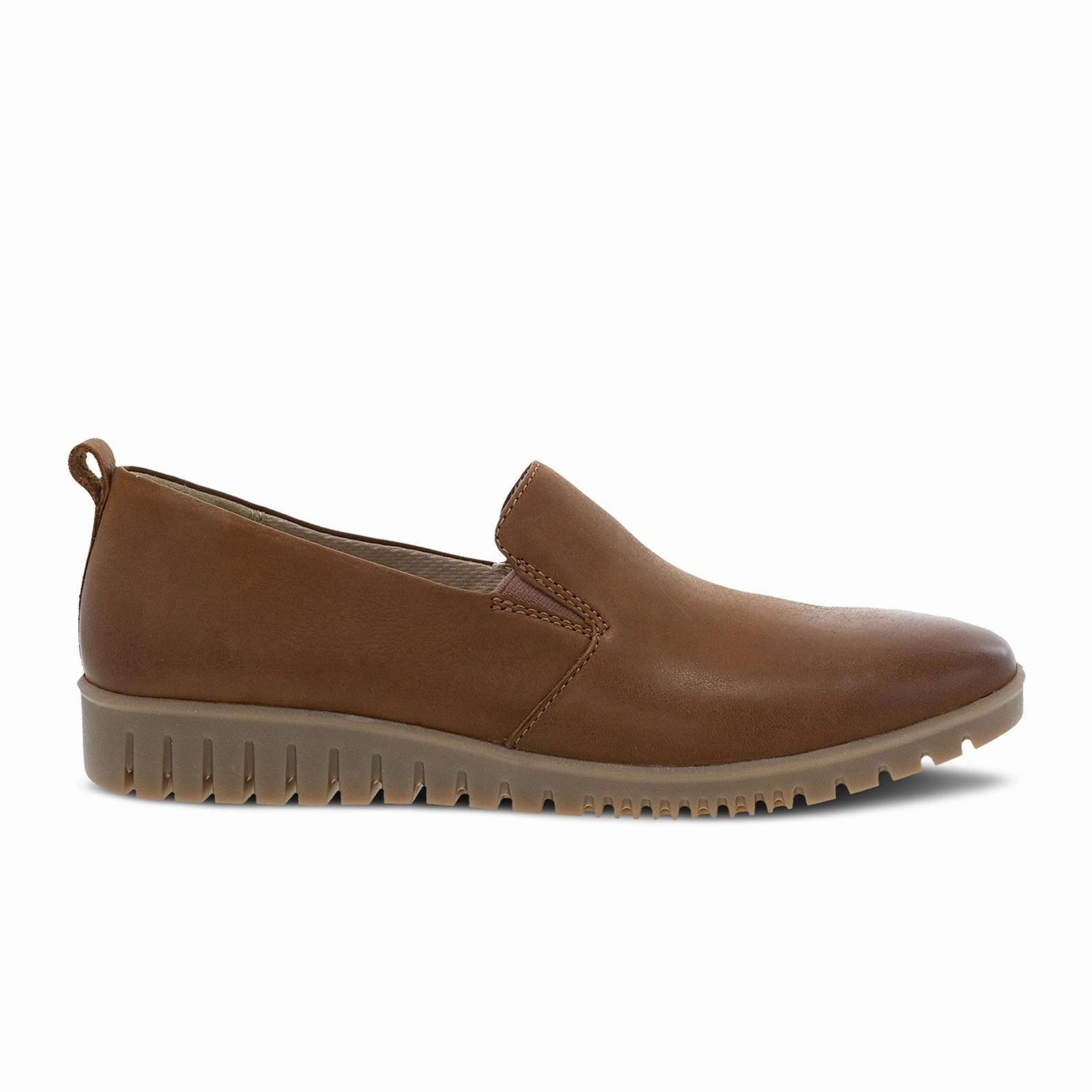 Clean Texture Side Ruching Dansko Linley Slip On (Women) - Tan Burnished Calf