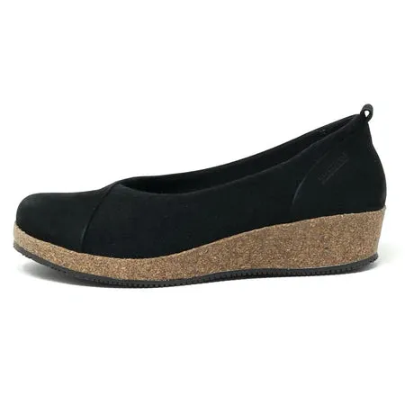 Multi-functional lining STEGMANN SOFIE STRETCH FELT & LEATHER SLIP-ON - BLACK - WOMEN'S