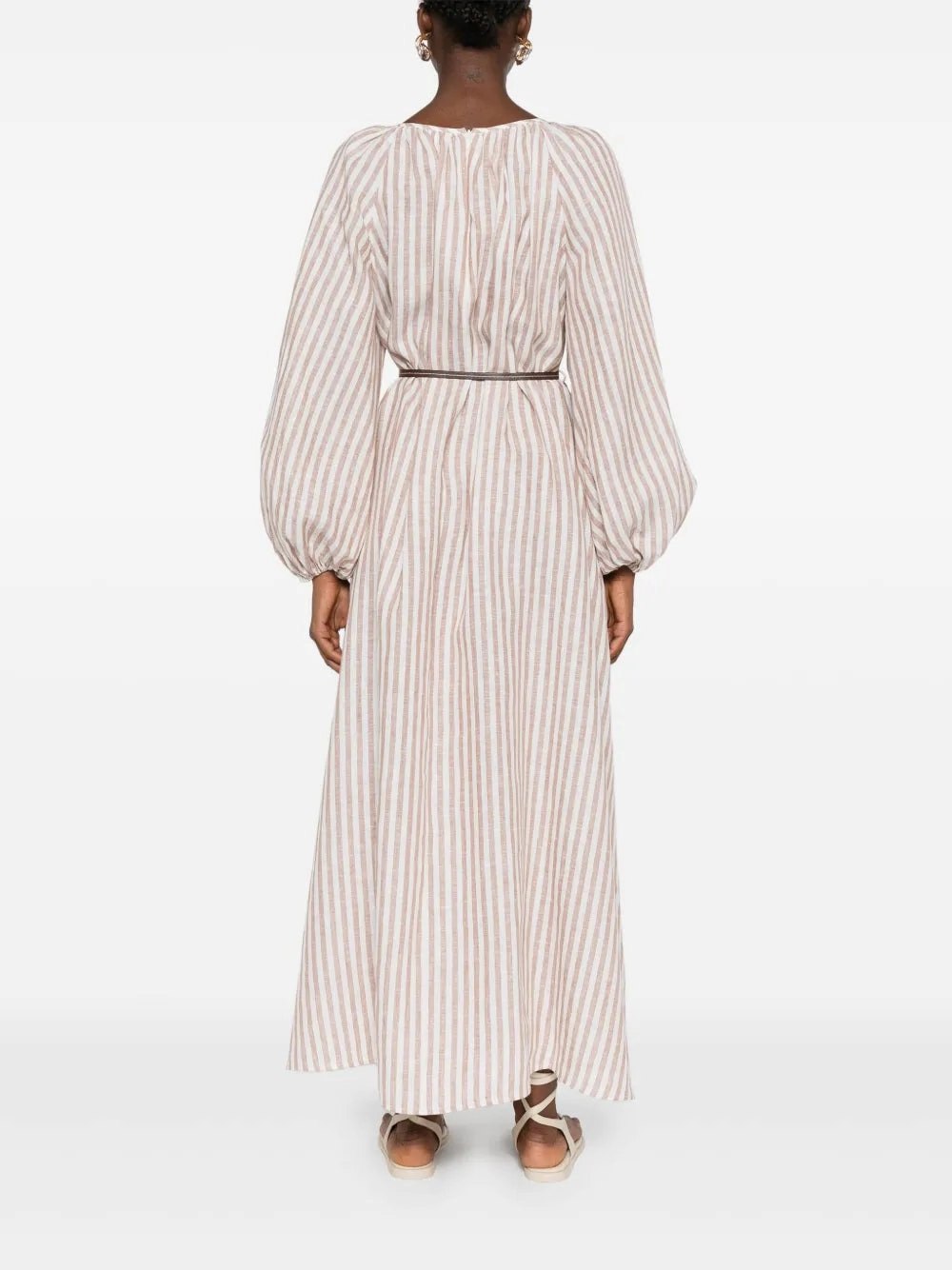 Light Flow Casacadian Maxi Dress in Tan Stripe
