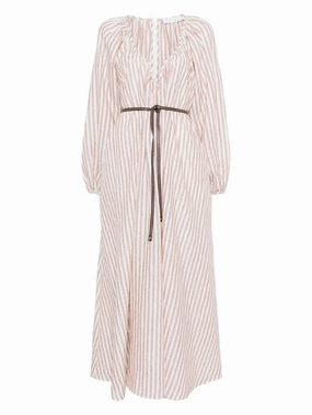 Opaque Tone Tropical Glow Casacadian Maxi Dress in Tan Stripe