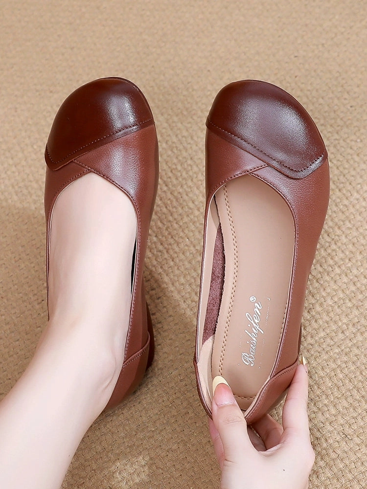 worker - style Genuine Babakud Women Summer Retro Leather Soft Sole Patchwork Slip-Ons