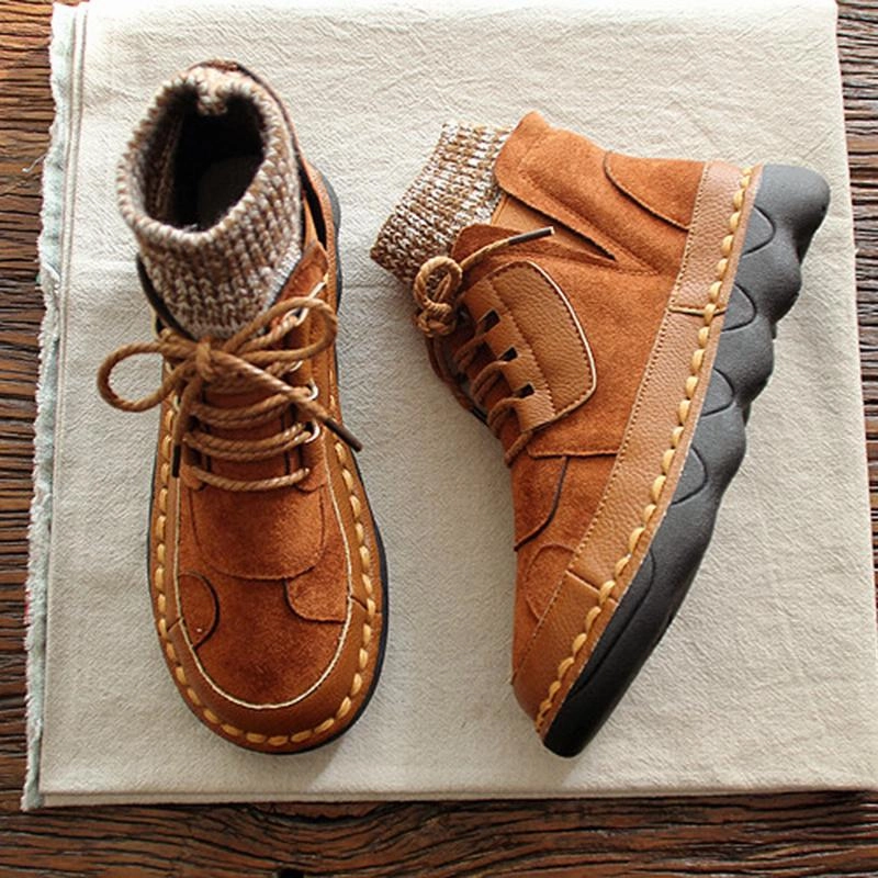 Babakud Women Handmade Velvet Retro Women Boots right - foot Adaptive Comfort