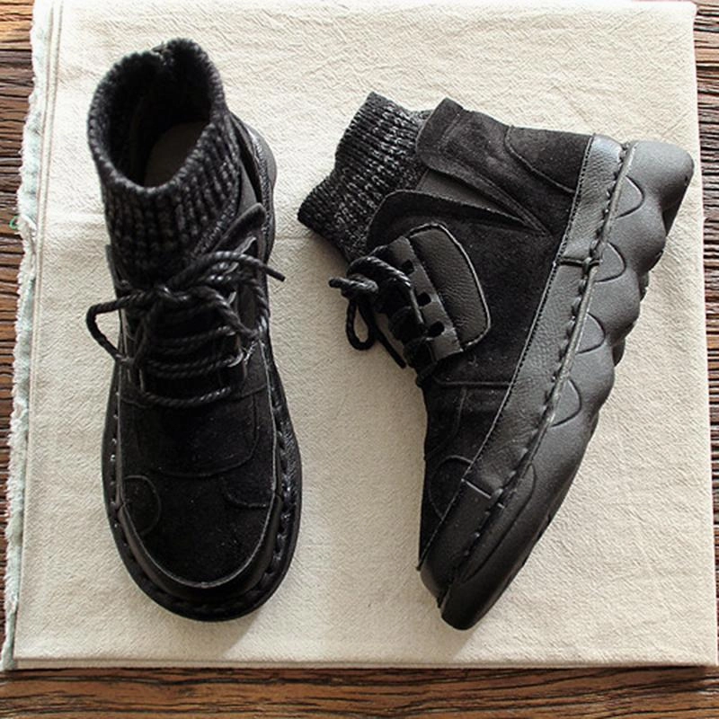 Present Foot Style Babakud Women Handmade Velvet Retro Women Boots