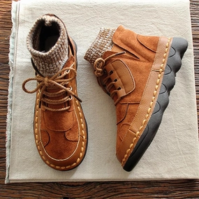 Babakud Women Handmade Velvet Retro Women Boots right - foot Adaptive Comfort