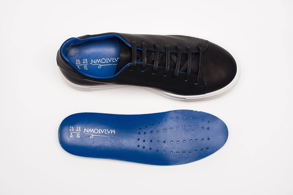 Fitted Design Sneakers, Black & White, Blue Limited Edition