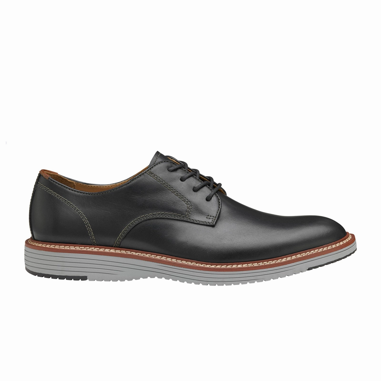 Layered-Sleeve Organic-Fabric Johnston & Murphy Upton Plain Toe Oxford (Men) - Black Full Grain