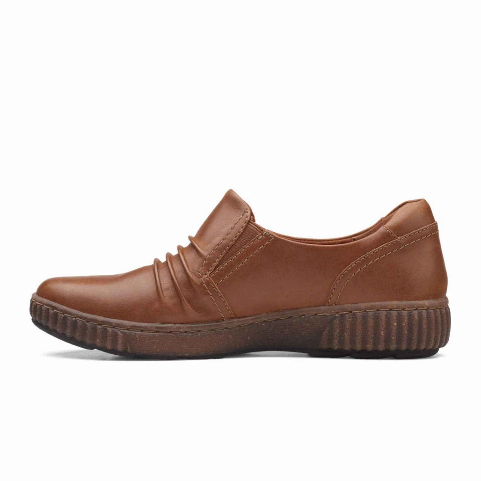 Casual Chic Clarks Magnolia Faye Slip On (Women) - Dark Tan Leather