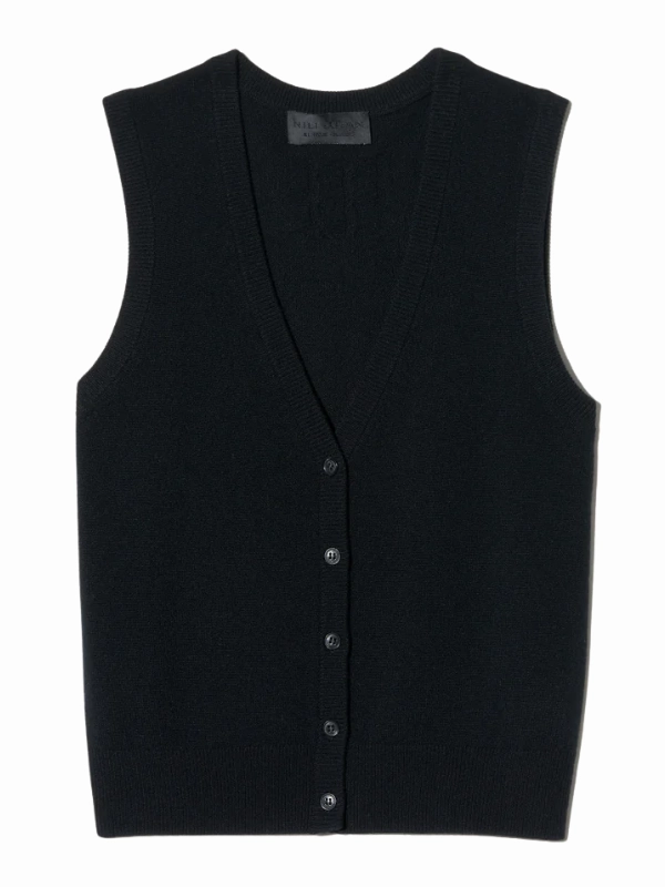 Porter Cashmere Vest in Black Stylish Dress Minimal Design