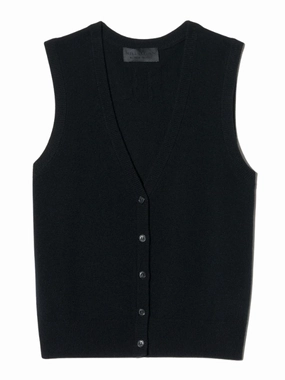 Porter Cashmere Vest in Black Stylish Dress Minimal Design