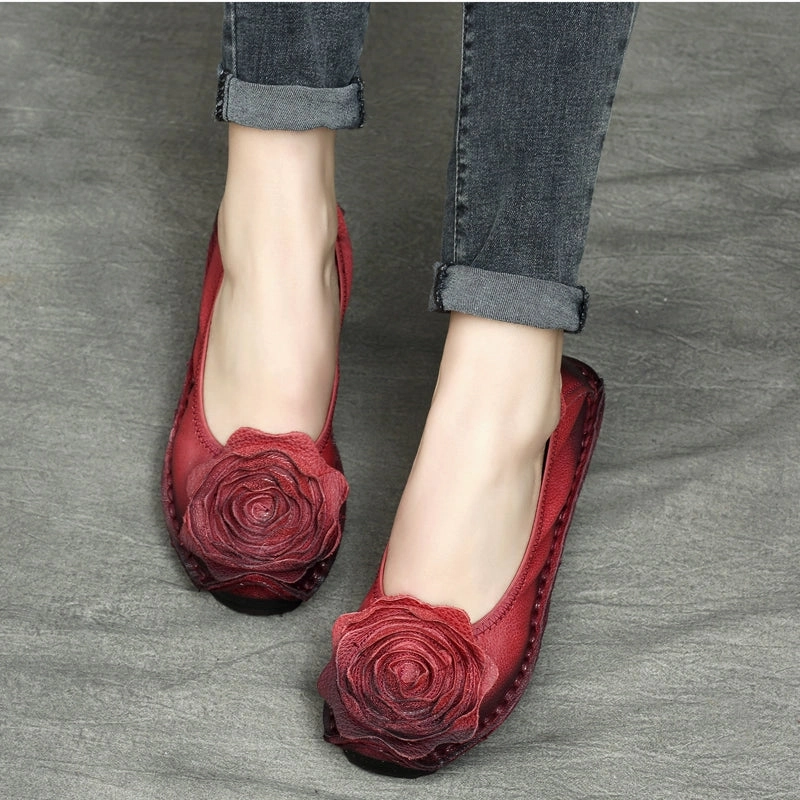 decorative - strap Air Cushioned Heel Babakud Women Spring Ethnic Flower Premium Leather Casual Shoes