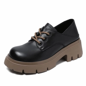 Spring Autumn Retro Soft Leather Wedge Casual Shoes Wrinkle-Resistant