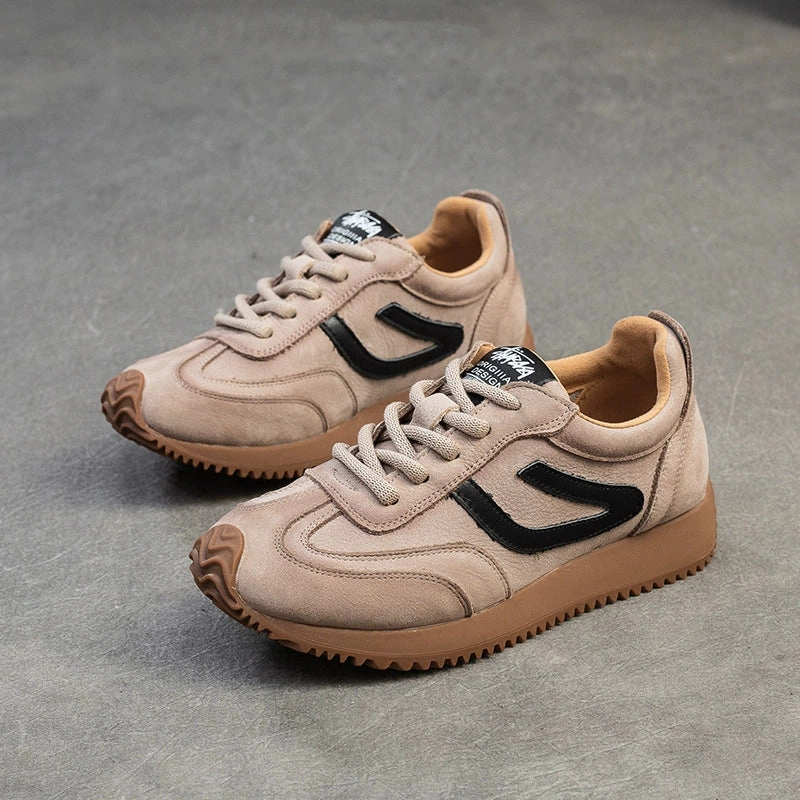 anti - slip outsole Retro-inspired cushioning Genuine Leather Casual Sports Patchwork Soft Sole Sneakers