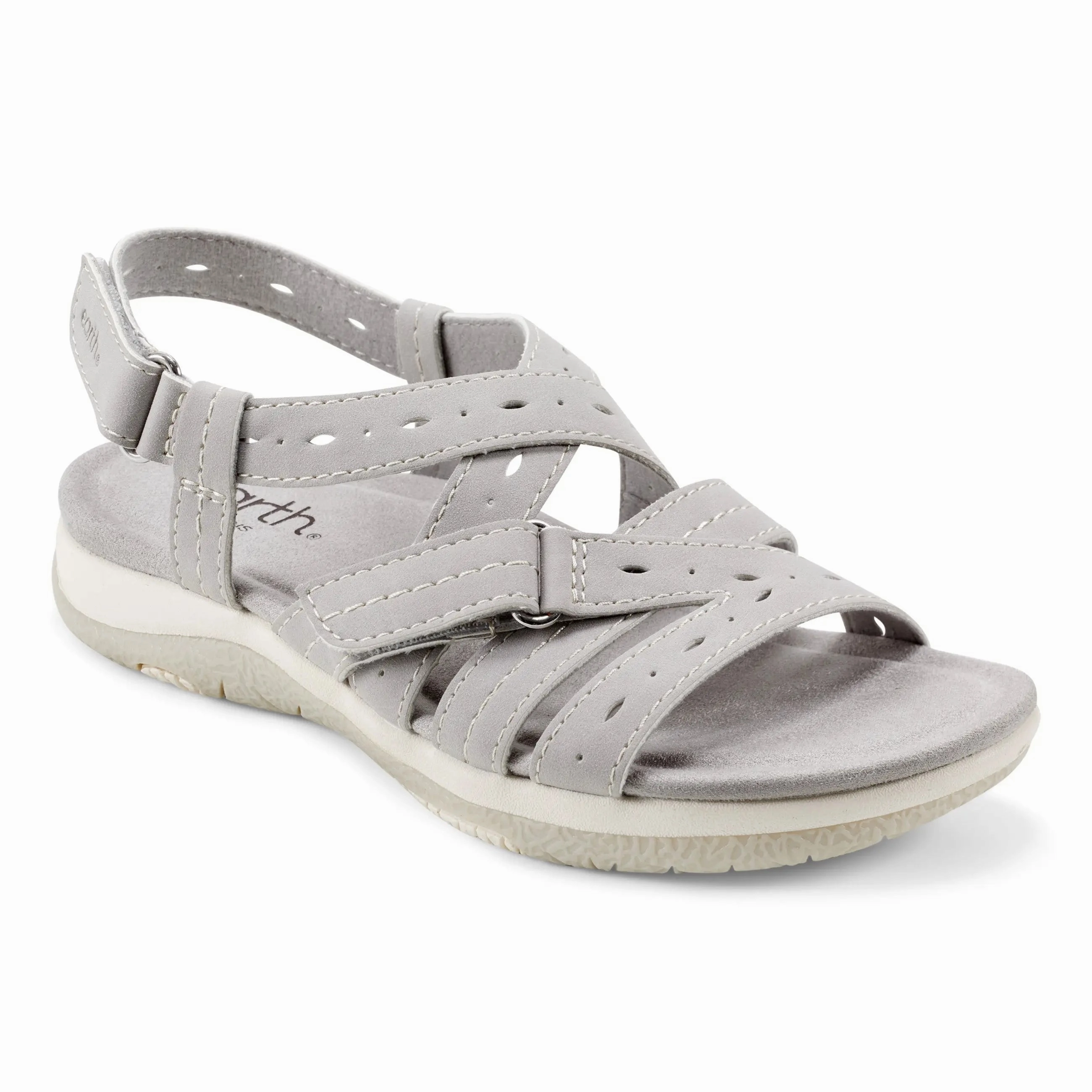 Samsin Round Toe Strappy Casual Flat Sandals Impact Absorption Core