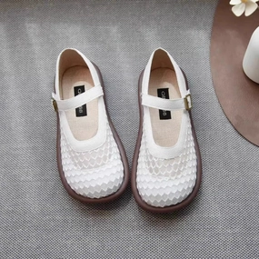 Lightweight Trail Grip Soft Touch Summer Breathable Leather Mesh Shallow One Straped Shoes