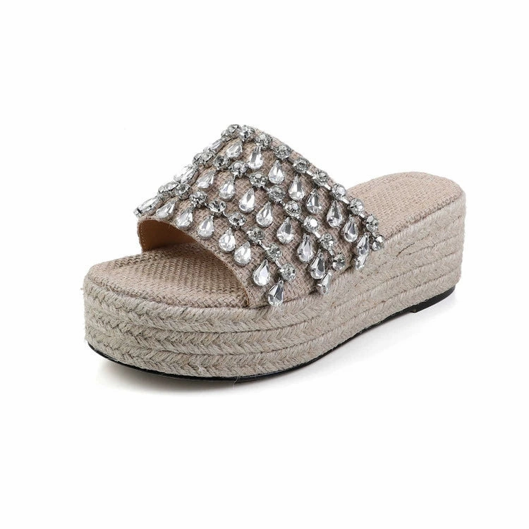Unbeatable performance skiers - specific features Summer Casual Knitted Open Toe Diamond Platform Shoes