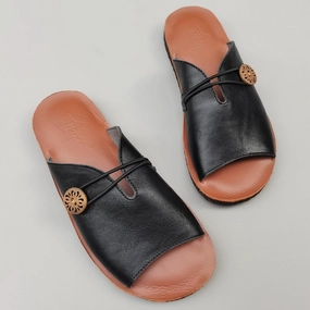 Summer Casual Leather Breathable Open Soft Toe Slippers Slip-resistant look Vegan