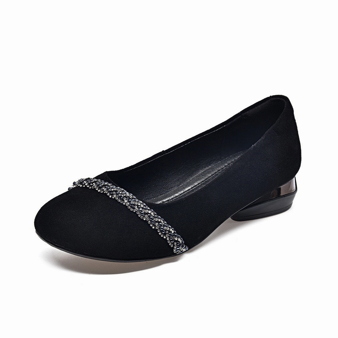 Summer Elegant Leather Round Toe Sueded Chunky Sandals dancing - style