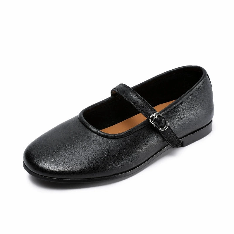 Ergonomic Contouring Summer Elegant Leather Shallow Soft Sole One Straped Shoes