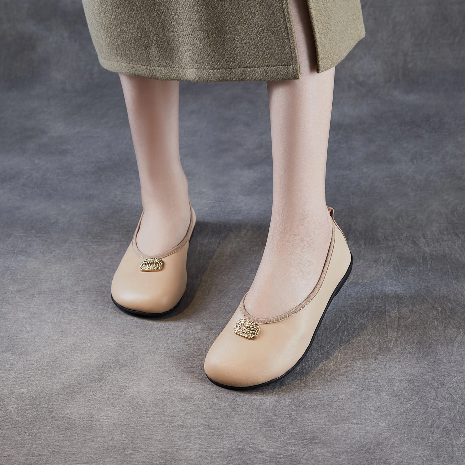 Ultra-soft performance Summer Elegant Leather Soft Flat Sole Shallow Slip-On Shoes