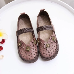 low - top Summer Retro Hollow Woven One Straped Linen Sole Shoes