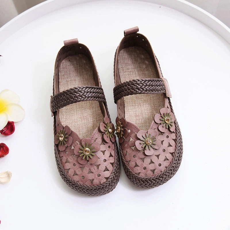 Dependable Summer Retro Hollow Woven One Straped Linen Sole Shoes