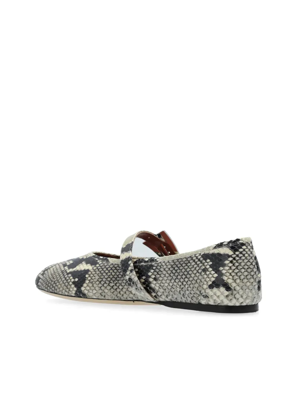 Appealing Tailored Comfort Sveva Buckle Ballet Flat in Natural Python-printed Leather