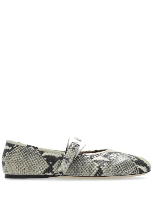 Thermoregulating Fabric Sveva Buckle Ballet Flat in Natural Python-printed Leather