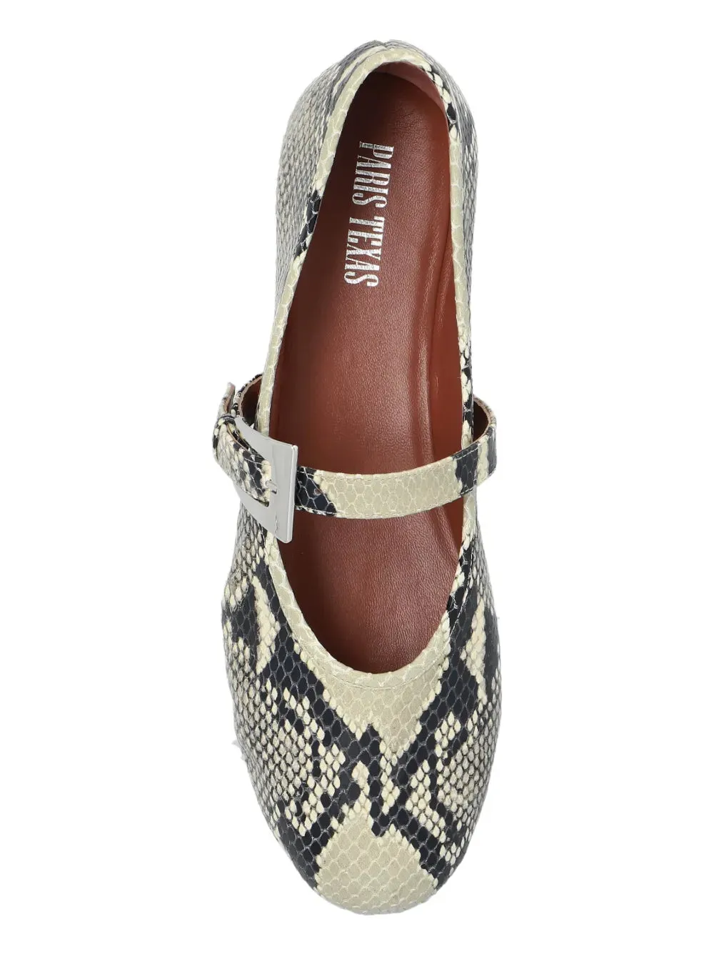 Sveva Buckle Ballet Flat in Natural Python-printed Leather athletic chic Breathable Knit Upper