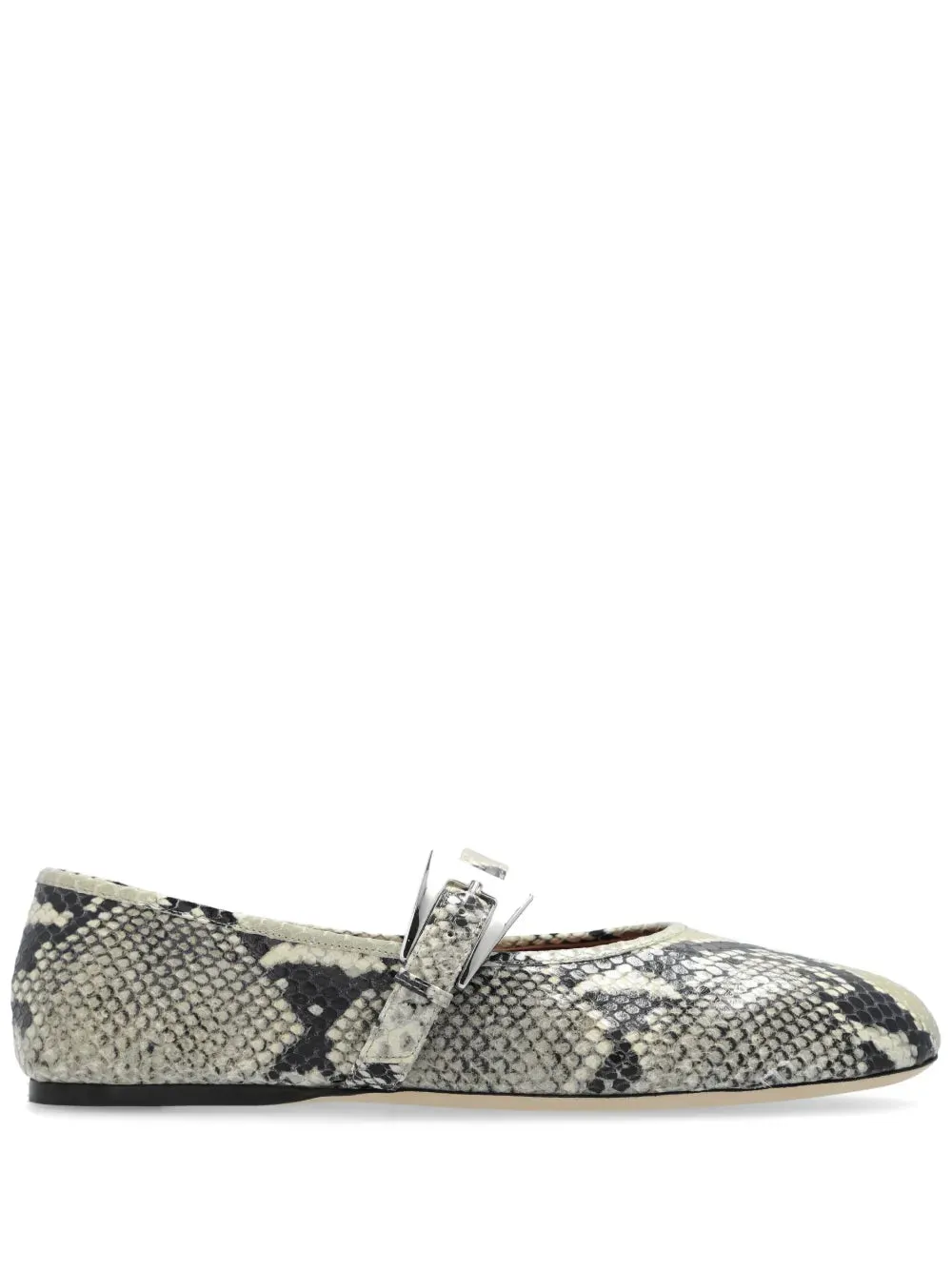 Thermoregulating Fabric Sveva Buckle Ballet Flat in Natural Python-printed Leather