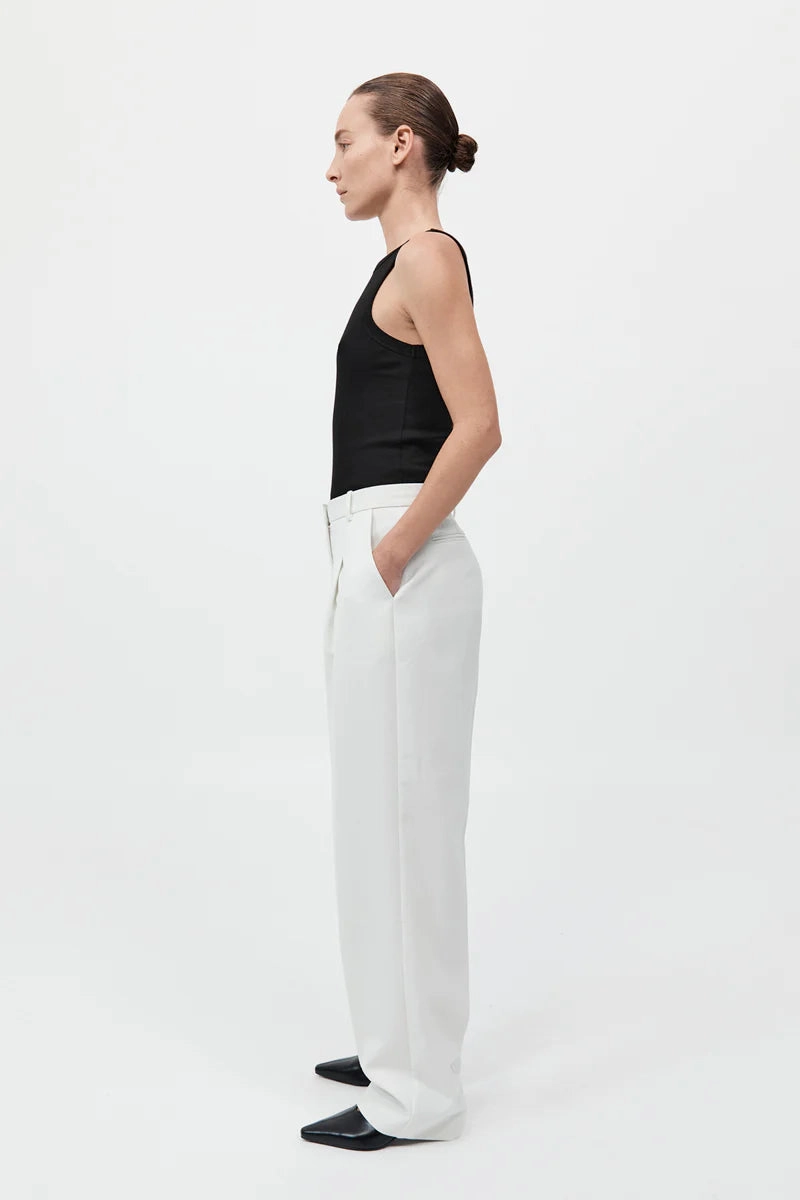 Active Wear Tailored Pleat Pant in White