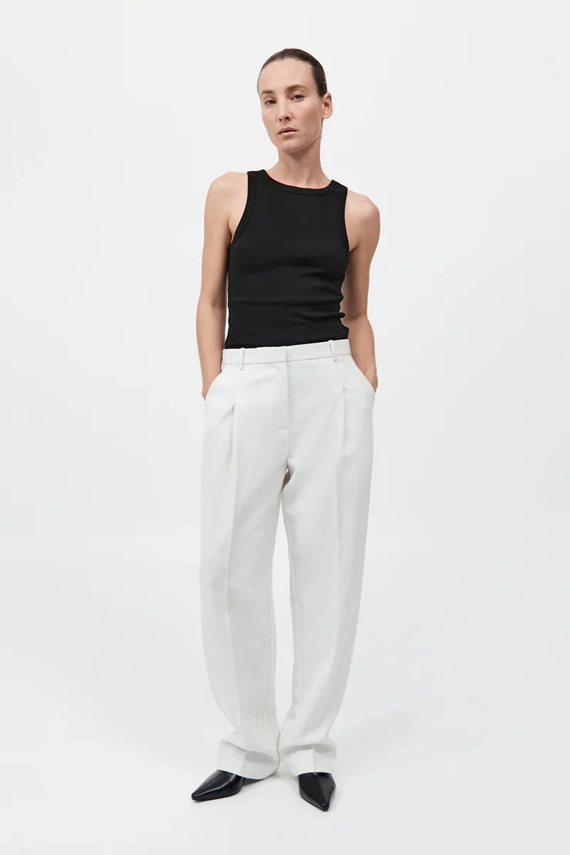 Trendy Boots Tailored Pleat Pant in White