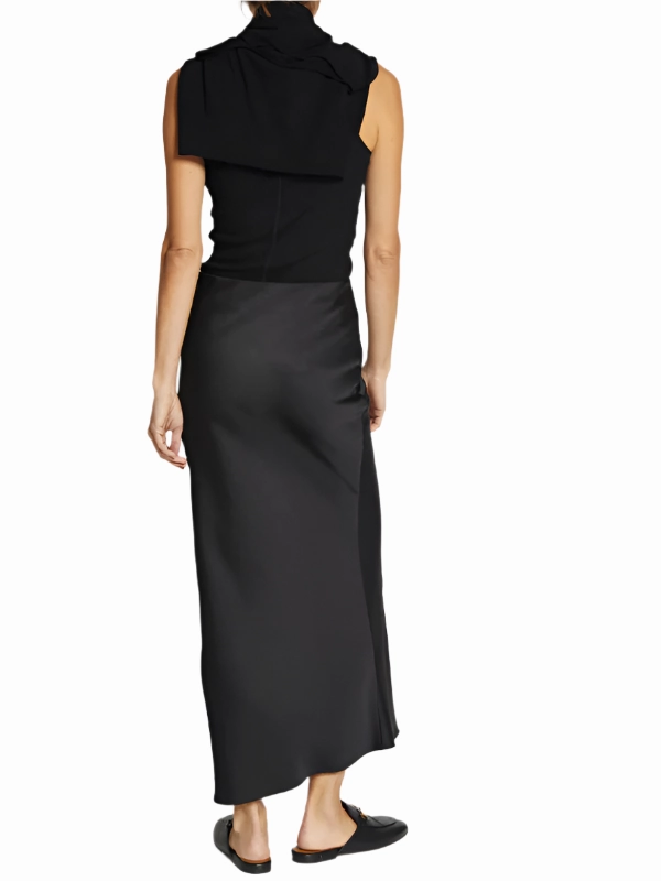 Easy Go Talia Charmeuse Maxi Skirt in Black