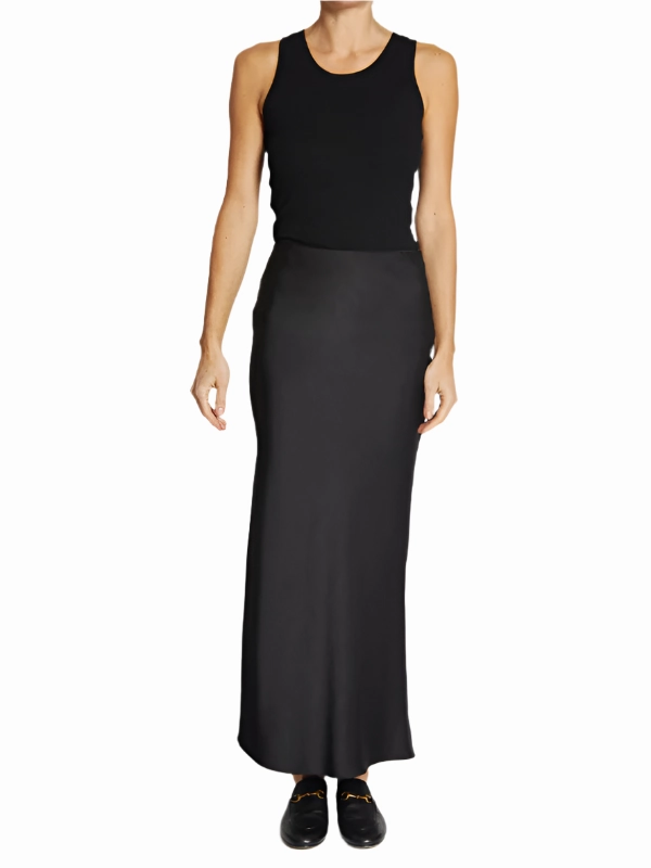 Talia Charmeuse Maxi Skirt in Black EcoDyeProcess Urban Chic
