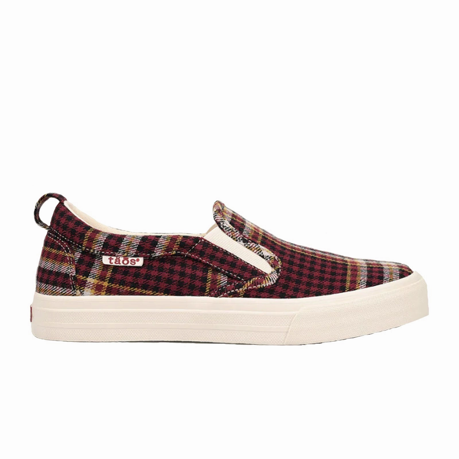 EasyCareMaterial Chill Lines Taos Rubber Soul Slip On Sneaker (Women) - Burgundy Plaid