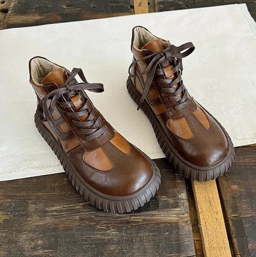 rewarding Babakud Women Winter Retro Colorblock Fleece Casual Short Boots