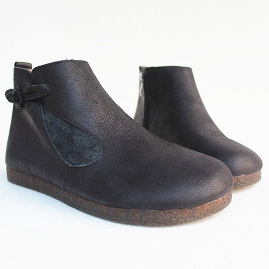 Knob Knot Leather Boots Elegant flair balance improvement
