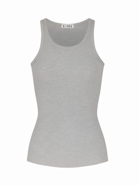 High Neck Fitted Tank in Heather Grey ButterySoftTexture Beach Fit